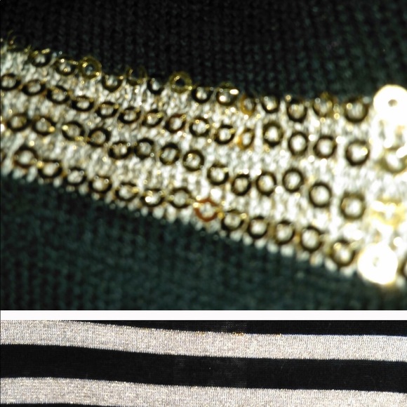🌟Mudd; Black & Gold Striped Sweater Top M/L (NWT) - Picture 6 of 11